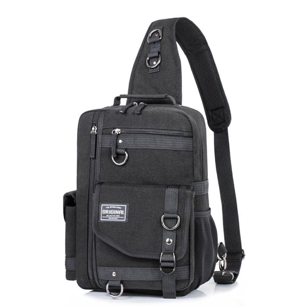 Unisex Black Cross Body Messenger Bag Adjustable Strap